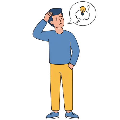 Man thinking about FAQ solutions